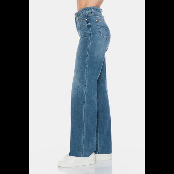 Judy Blue Full Size Tummy Control Cut Raw Hem Straight Jeans - Picture 2 of 12